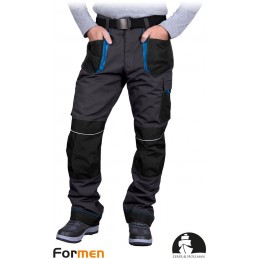 Spodnie-ochronne-ocieplane-do-pasa-poliestrowo-bawełniane-z-dużą-ilością-kieszeni - LH-FMNW-T-stalowo-czarno-niebieskie