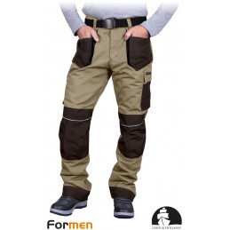 Spodnie-ochronne-ocieplane-do-pasa-poliestrowo-bawełniane-z-dużą-ilością-kieszeni - LH-FMNW-T-beżowo-brązowo-czarne