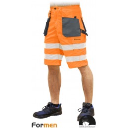 Krótkie-spodnie-robocze-ostrzegawcze-z-pasami-odblaskowymi - LH-FMNX-TS-pomarańczowo-stalowo-czarny
