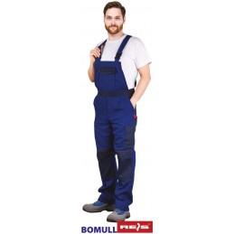Męskie-spodnie-ochronne-ogrodniczki-wykonane-z-bawełny-duża-ilość-kieszeni - BOMULL-B-niebiesko-granatowe