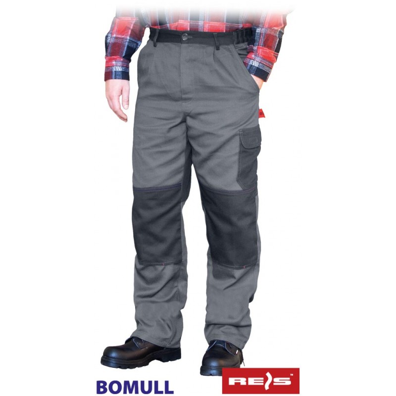 Bawełniane-spodnie-robocze-do-pasa-z-dużą-ilością-kieszeni - BOMULL-T-szaro-ciemnoszare