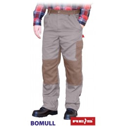 Bawełniane-spodnie-robocze-do-pasa-z-dużą-ilością-kieszeni - BOMULL-T-beżowo-brązowe