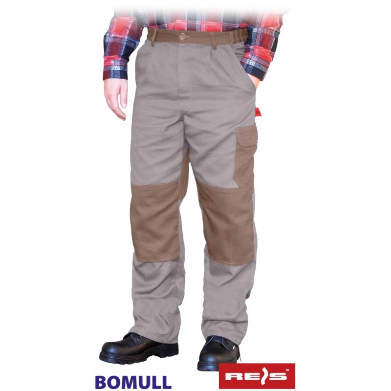 Bawełniane-spodnie-robocze-do-pasa-z-dużą-ilością-kieszeni - BOMULL-T-beżowo-brązowe