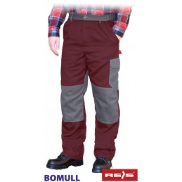 Bawełniane-spodnie-robocze-do-pasa-z-dużą-ilością-kieszeni - BOMULL-T-bordowo-szare