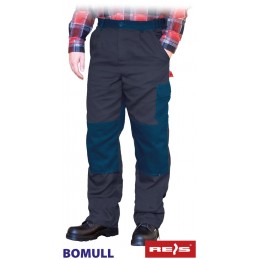 Bawełniane-spodnie-robocze-do-pasa-z-dużą-ilością-kieszeni - BOMULL-T-ciemnoszaro-niebieskie