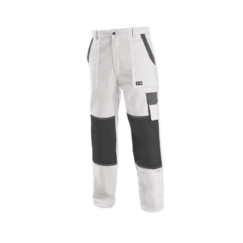 Męskie-spodnie-ochronne-do-pasa-wykonane-z-tkaniny-bawełnianej-z-dużą-ilością-kieszeni - CXS-LUXY-JOSEF-biało-szare