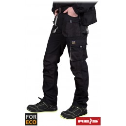 Spodnie-robocze-do-pasa-poliestrowo-bawełniane-z-dużą-ilością-kieszeni - FORECO-T-czarno-jasnoszary
