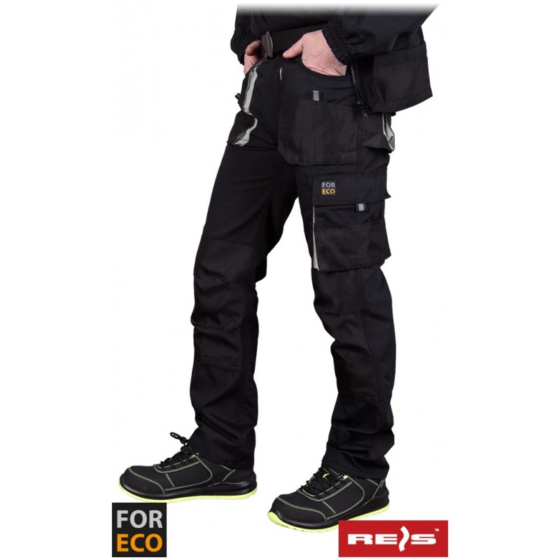 Spodnie-robocze-do-pasa-poliestrowo-bawełniane-z-dużą-ilością-kieszeni - FORECO-T-czarno-jasnoszary