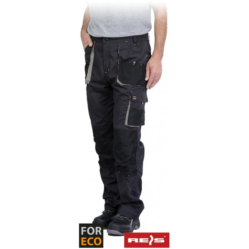 Spodnie-robocze-do-pasa-poliestrowo-bawełniane-z-dużą-ilością-kieszeni - FORECO-T-szaro-czarno-jasnoszary