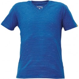 Koszulka-wykonana-z-dzianiny-bawełnianej-z-domieszką-włókna-antystatycznego-z-dekoltem-w-szpic - NOYO-ESD-V-niebieska