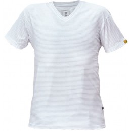 Koszulka-wykonana-z-dzianiny-bawełnianej-z-domieszką-włókna-antystatycznego-z-dekoltem-w-szpic - NOYO-ESD-V-biała