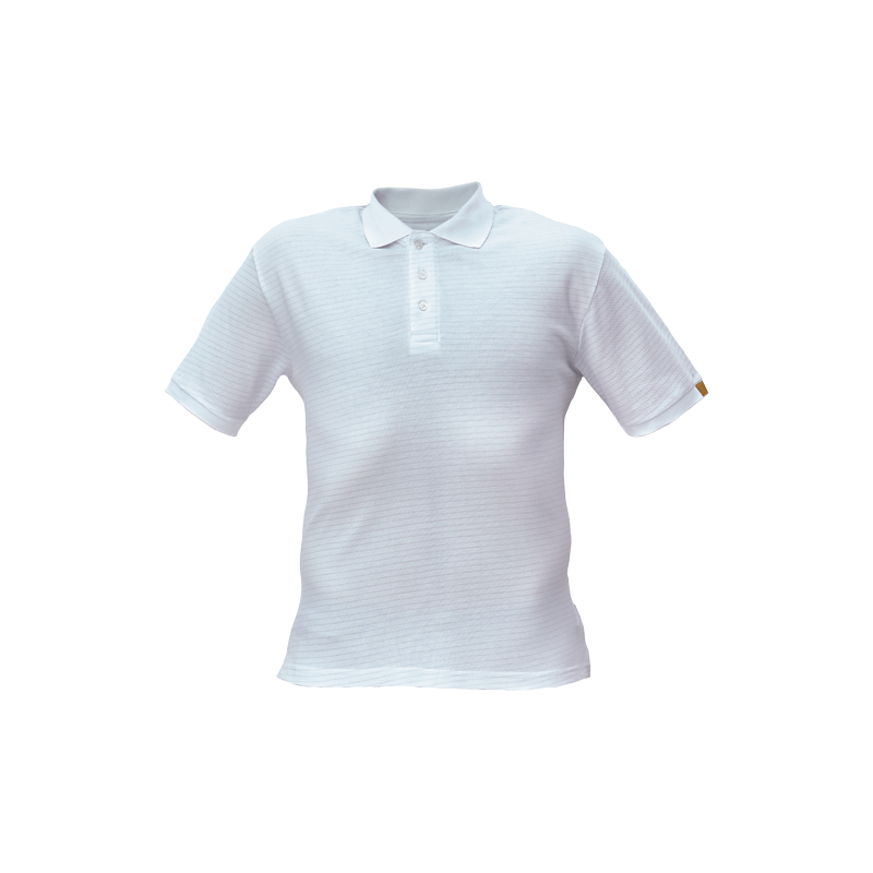Koszulka-polo-z-krótkim-rękawem-bawełniana-z-dodatkiem-włókien-antystatycznych - NOYO-ESD-POLO-biała