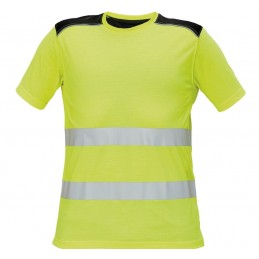 Męska-koszulka-robocza-z-dzianiny-poliestrowej-z-taśmami-odblaskowymi - KNOXFIELD-HV-T-SHIRT-żółta