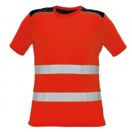 Męska-koszulka-robocza-z-dzianiny-poliestrowej-z-taśmami-odblaskowymi - KNOXFIELD-HV-T-SHIRT-czerwona