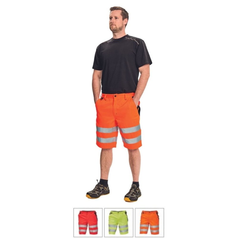 Męskie-krótkie-spodnie-robocze-o-intensywnej-widzialności-z-taśmami-odblaskowymi - KNOXFIELD-HV-290-SHORTS