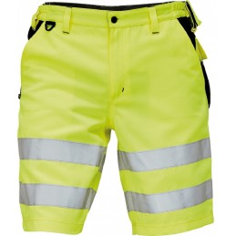 Męskie-krótkie-spodnie-robocze-o-intensywnej-widzialności-z-taśmami-odblaskowymi - KNOXFIELD-HV-290-SHORTS-żółty