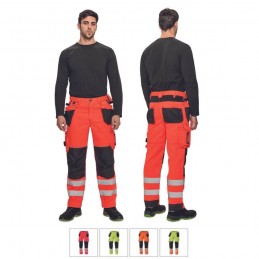 Spodnie-robocze-o-intensywnej-widoczności-z-elastycznym-pasem-i-dużą-ilością-wielofunkcyjnych-kieszeni - KNOXFIELD-HV-FL310
