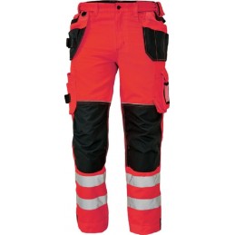 Spodnie-o-intensywnej-widoczności-z-elastycznym-pasem-i-dużą-ilością-wielofunkcyjnych-kieszeni -KNOXFIELD-HV-FL310-czerwony