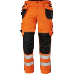 Spodnie-ostrzegawcze-z-elastycznym-pasem-i-dużą-ilością-wielofunkcyjnych-kieszeni - KNOXFIELD-HV-FL310-pomarańczowy