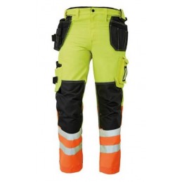 Spodnie-o-intensywnej-widoczności-z-elastycznym-pasem-oraz-dużą-ilością-kieszeni - KNOXFIELD-HV-FL310-żółto-pomarańczow