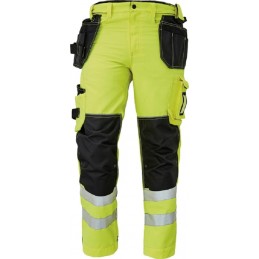 Spodnie-o-intensywnej-widoczności-z-elastycznym-pasem-i-dużą-ilością-wielofunkcyjnych-kieszeni - KNOXFIELD-HV-FL310-żółt