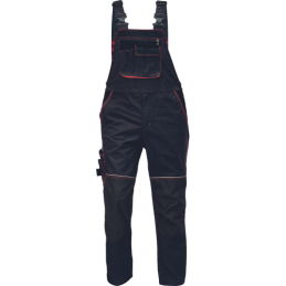 Męskie-spodnie-robocze-ogrodniczki-elastyczna-talia-duża-ilość-wielofunkcyjnych-kieszeni - KNOXFIELD-275-antracyt-czerwony
