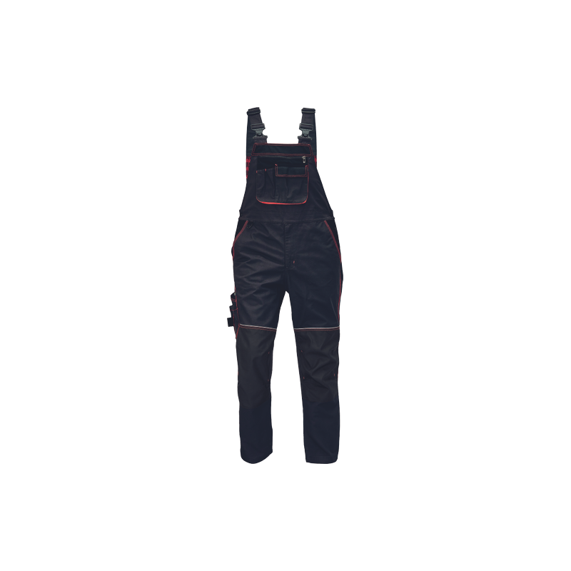 Męskie-spodnie-robocze-ogrodniczki-elastyczna-talia-duża-ilość-wielofunkcyjnych-kieszeni - KNOXFIELD-275-antracyt-czerwony