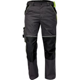 Spodnie-robocze-do-pasa-poliestrowo-bawełniane-elastyczna-talia-dużo-kieszeni - KNOXFIELD-275-antracyt-żółty
