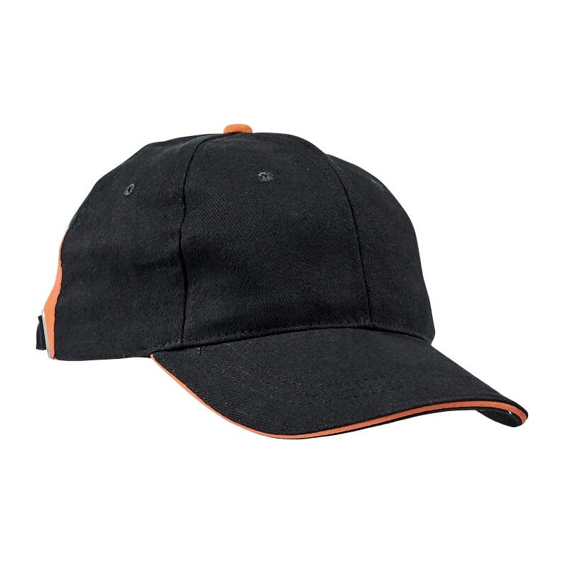 Męska-czapka-z-daszkiem-typu-baseball-wykonana-z-bawełny - KNOXFIELD-BASEBALL-czarny-pomarańczowy
