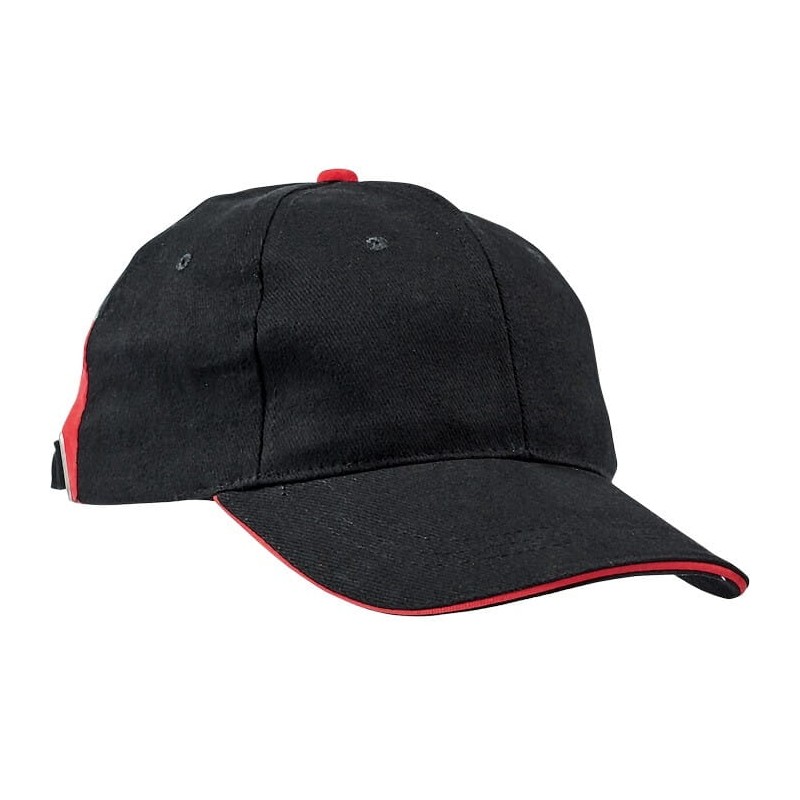 Męska-czapka-z-daszkiem-typu-baseball-wykonana-z-bawełny - KNOXFIELD-BASEBALL-czarny-czerwony