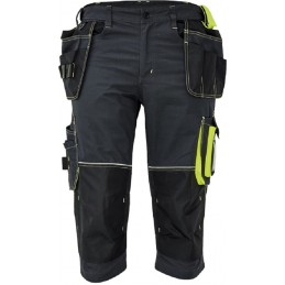 Męskie-spodnie-robocze-z-elastyczną-talią-i-dużą-ilością-wielofunkcyjnych-kieszeni - KNOXFIELD-320-3/4-antracyt-żółty