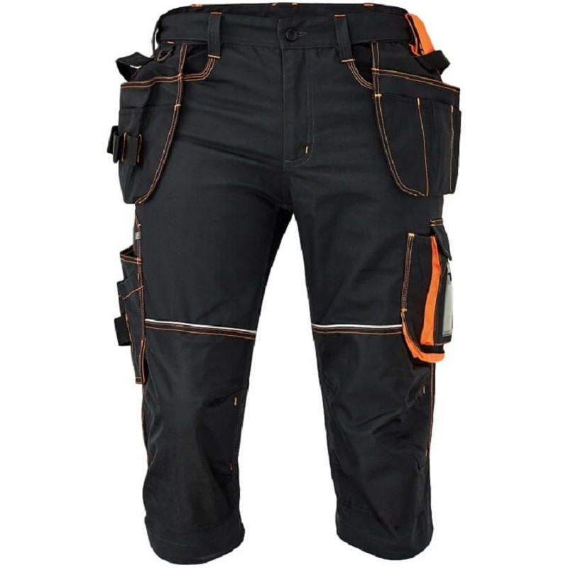 Męskie-spodnie-3/4-z-elastyczną-talią-i-dużą-ilością-wielofunkcyjnych-kieszeni - KNOXFIELD-320-3/4-antracyt-pomarańczowy