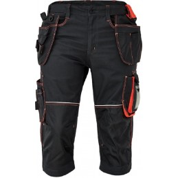 Męskie-spodnie-robocze-3/4-z-elastyczną-talią-i-dużą-ilością-wielofunkcyjnych-kieszeni - KNOXFIELD-320-3/4-antracyt-czerw