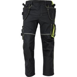 Męskie-spodnie-robocze-z-elastyczną-talią-oraz-dużą-ilością-wielofunkcyjnych-kieszeni - KNOXFIELD-320-antracyt-żółty