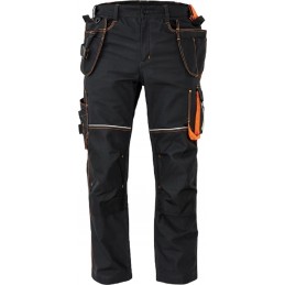 Męskie-spodnie-robocze-z-elastyczną-talią-oraz-dużą-ilością-wielofunkcyjnych-kieszeni - KNOXFIELD-320-antracyt-pomarańcz