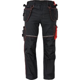Męskie-spodnie-robocze-z-elastyczną-talią-oraz-dużą-ilością-wielofunkcyjnych-kieszeni - KNOXFIELD-320-antracyt-czerwony