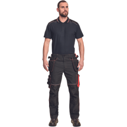 Męskie-spodnie-robocze-z-elastyczną-talią-oraz-dużą-ilością-wielofunkcyjnych-kieszeni - KNOXFIELD-320-antracyt-czerwony