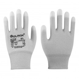 Rękawice-ochronne-antystatyczne-nylonowe-nakrapiane-PVC-oraz-pokryte-poliuretanem-na-końcach-palców - PK-404-ESD