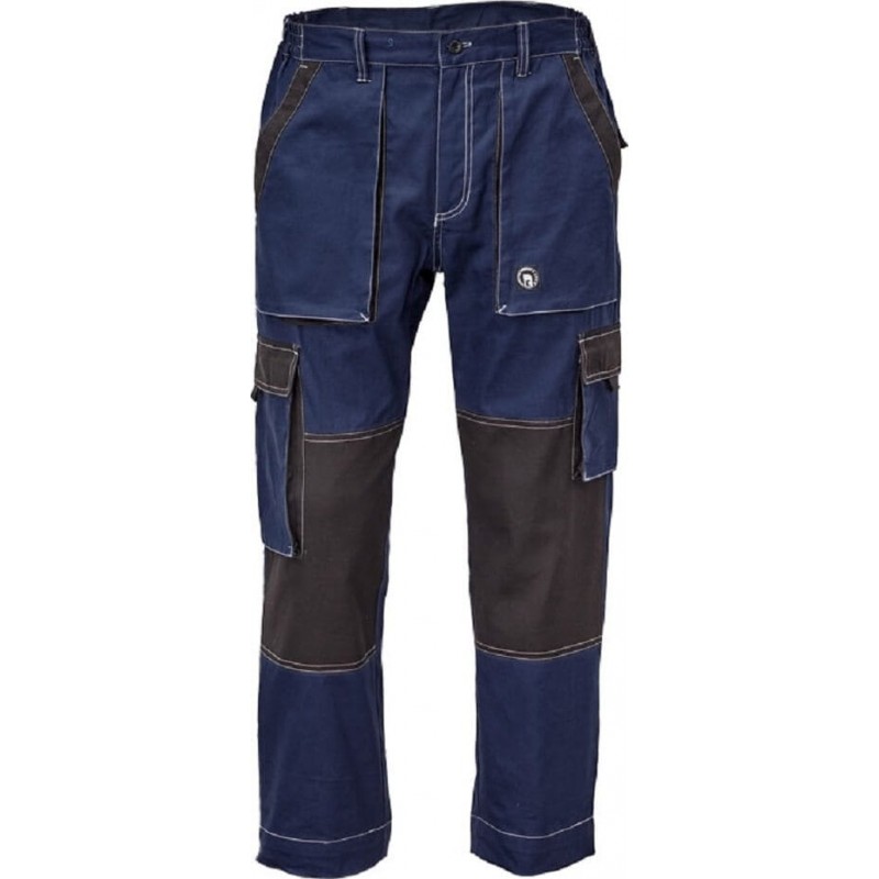 Męskie-spodnie-robocze-do-pasa-z-bawełnianej-lekkiej-tkaniny-z-dużą-ilością-kieszeni - MAX-SUMMER-granatowy-antracyt
