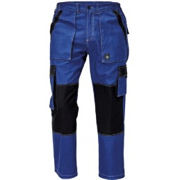 Męskie-spodnie-robocze-do-pasa-z-bawełnianej-lekkiej-tkaniny-z-dużą-ilością-kieszeni - MAX-SUMMER-niebieski-czarny