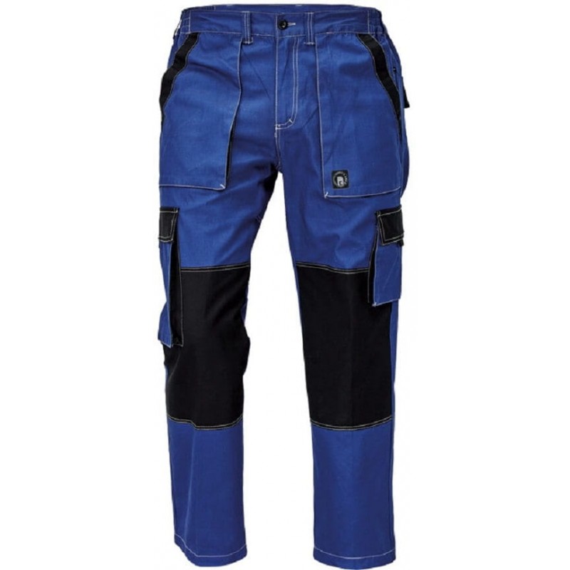 Męskie-spodnie-robocze-do-pasa-z-bawełnianej-lekkiej-tkaniny-z-dużą-ilością-kieszeni - MAX-SUMMER-niebieski-czarny