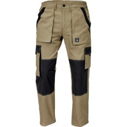 Męskie-spodnie-robocze-do-pasa-z-bawełnianej-lekkiej-tkaniny-z-dużą-ilością-kieszeni - MAX-SUMMER-piaskowy-czarny