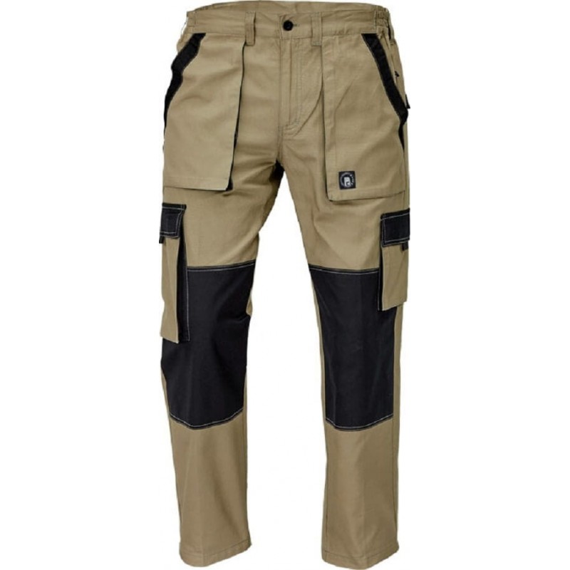 Męskie-spodnie-robocze-do-pasa-z-bawełnianej-lekkiej-tkaniny-z-dużą-ilością-kieszeni - MAX-SUMMER-piaskowy-czarny
