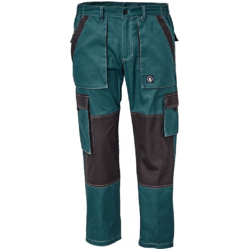 Męskie-spodnie-robocze-do-pasa-z-bawełnianej-lekkiej-tkaniny-z-dużą-ilością-kieszeni - MAX-SUMMER-zielony-czarny