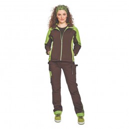 Damskie-spodnie-robocze-bawełniane-dużo-kieszeni-atrakcyjne-wzornictwo - YOWIE-brązowy-zielony