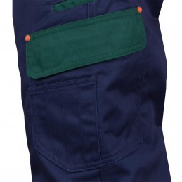 Spodnie-ochronna-ocieplane-do-pasa - TAIGA-SPTO-granatowo-zielony-kieszenie-na-lewej-nogawce
