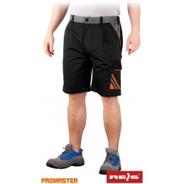 Spodnie-robocze-krótkie-poliestrowo-bawełniane-gumka-w-pasie-dużo-kieszeni - PRO-TS-czarno-pomarańczowo-szary