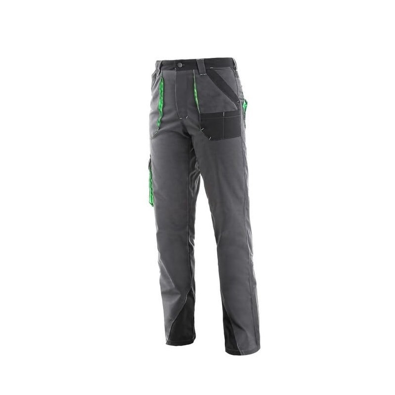 Damskie-spodnie-robocze-poliestrowo-bawełniane-duża-ilość-kieszeni - CXS-SIRIUS-AISHA-szary-zielony