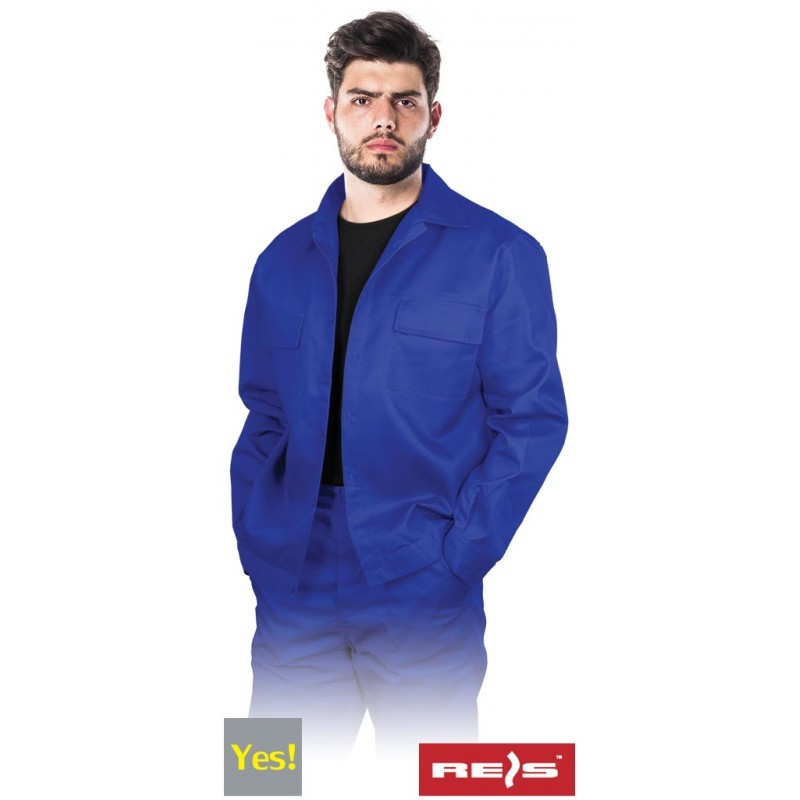 Bluza-ochronna-poliestrowo-bawełniana-zapinana-na-guziki - YES-J-niebieski