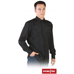 Męska-koszula-wyjściowa-z-długim-rękawem-i-pagonami-na-ramionach - KWSDR-czarny